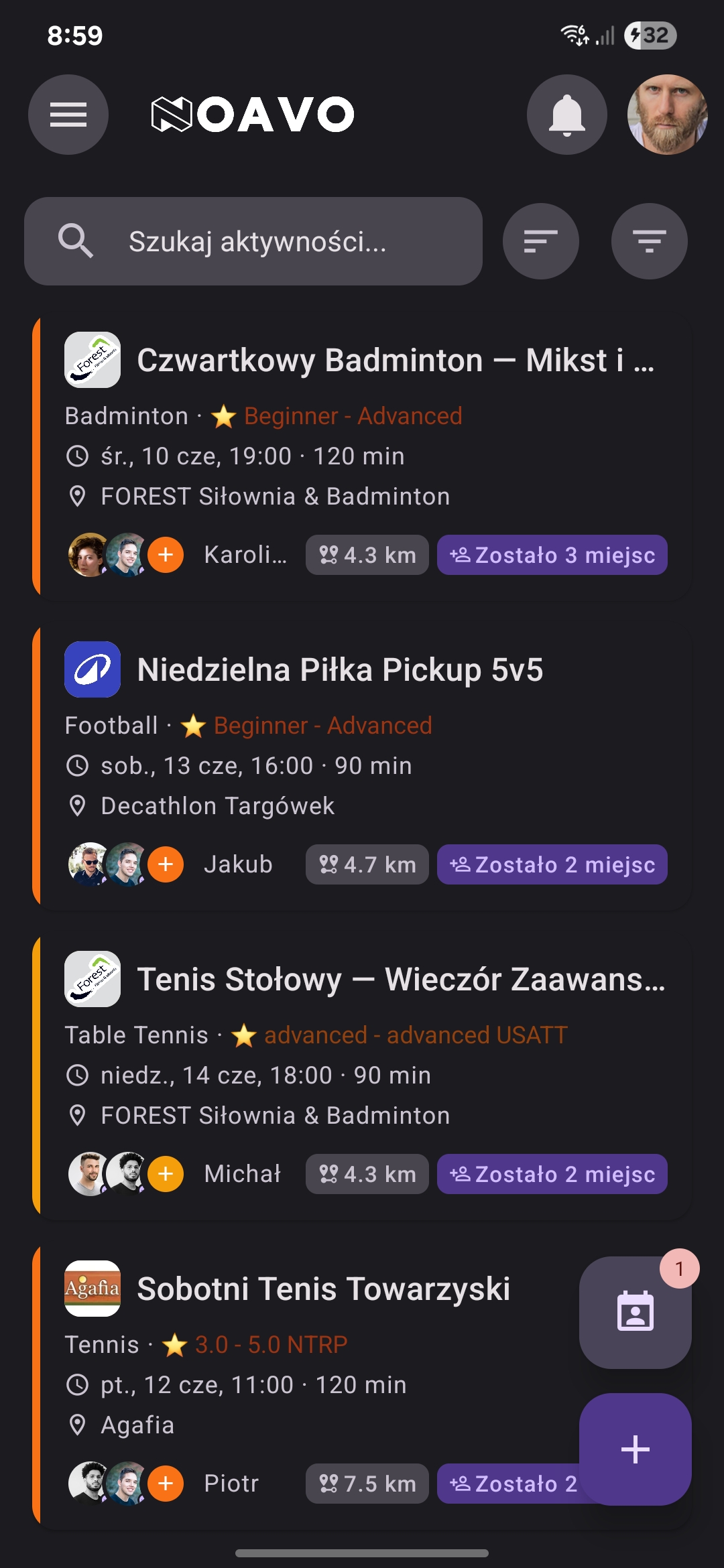 Activities list
