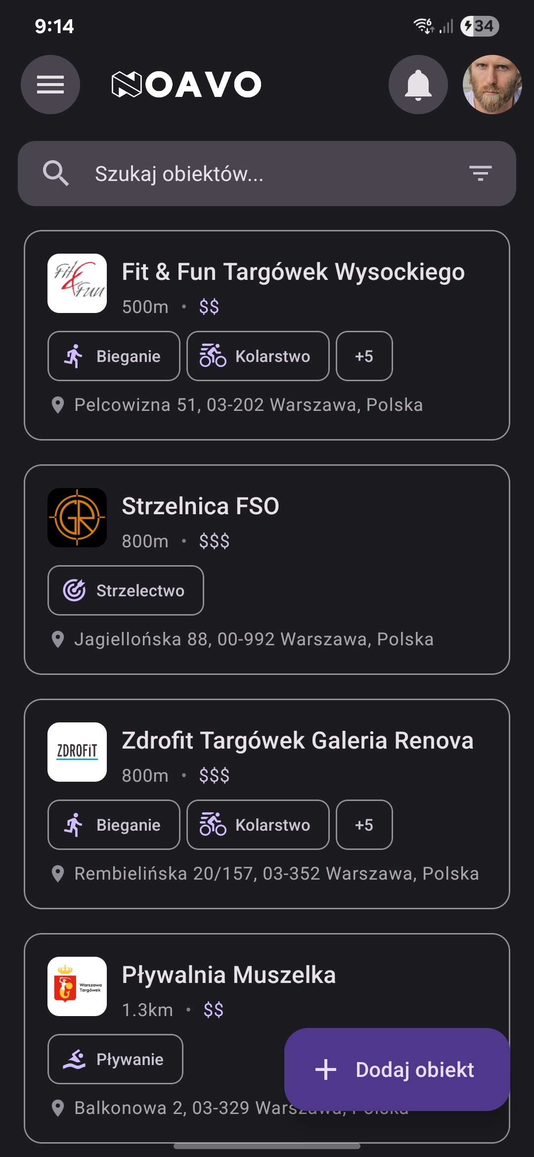 Facilities list